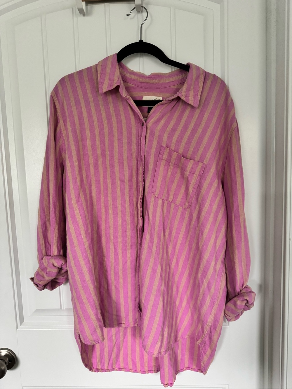 Pink Striped Long-Sleeve Button-Up Shirt